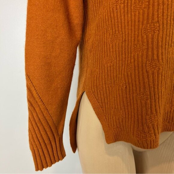 Mock High Neck Rust Orange Knit Long Sleep Pullover Fall Cozy Sweater Size Small - Picture 4 of 12